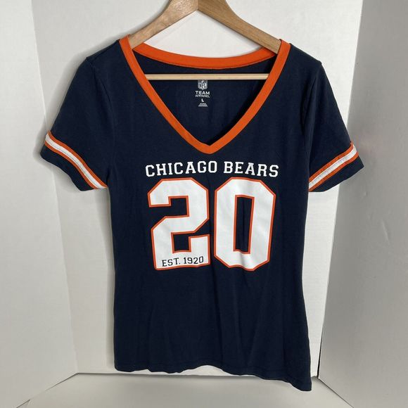 NFL Team Apparel Tops - Chicago Bears Womens T-Shirt, Large, Dark Blue, #20 V Neck, NFL Apparel